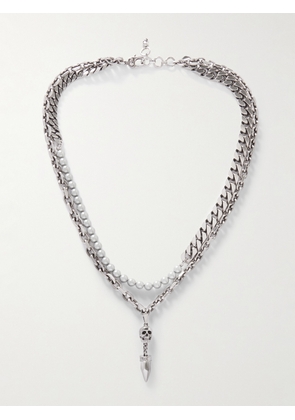 Alexander McQueen - Skull Silver-Tone and Faux Pearl Chain Necklace - Men - Silver