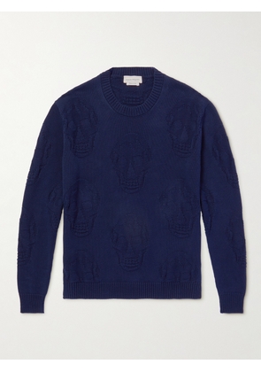 Alexander McQueen - Skull-Jacquard Knitted Sweater - Men - Blue - S