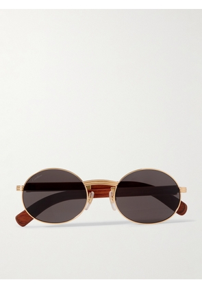Cartier Eyewear - Première Round-Frame Gold-Tone and Wood Sunglasses - Men - Brown