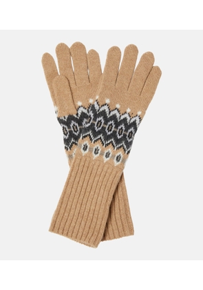 Khaite Intarsia cashmere-blend gloves