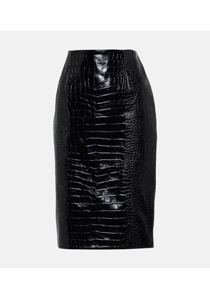 Versace Croc-effect leather pencil skirt