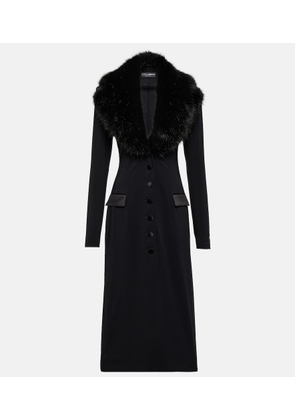 Dolce&Gabbana Faux-fur trimmed silk georgette coat