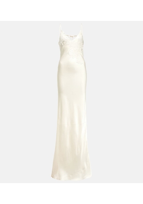 Victoria Beckham Bridal lace-trimmed satin maxi dress