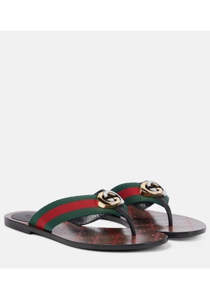 Gucci GG Web leather thong sandals