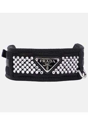 Prada Logo crystal-embellished dog collar