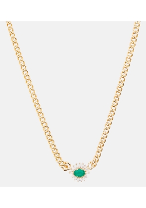 Shay Jewelry 18kt gold necklace with emeralds and diamonds