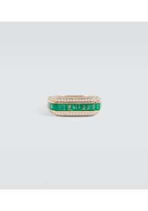 Rainbow K 18kt gold ring with emeralds and diamonds