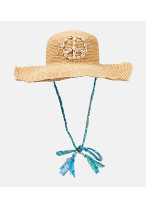 Alanui Seashell-embellished raffia sun hat