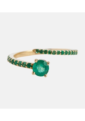 Ileana Makri Grass Seed 18kt yellow gold ring with emeralds