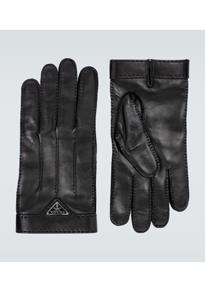 Prada Leather gloves with logo