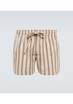 Commas Mocha-stripe cotton-blend shorts