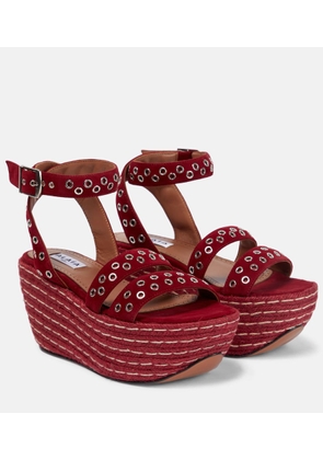 Alaïa Embellished suede platform sandals