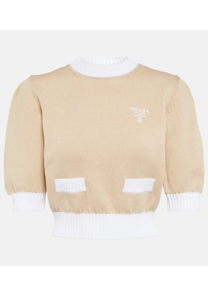 Prada Logo embroidered cropped sweater