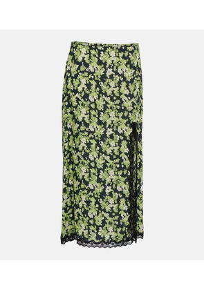 Rixo Sibilla floral lace-trimmed midi skirt