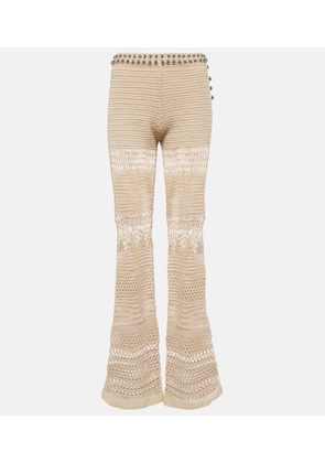 Rabanne Embellished crochet cotton flared pants