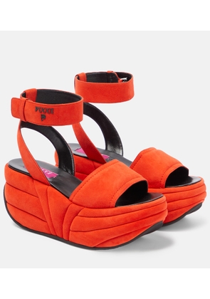 Pucci Pucciami suede wedge platform sandals