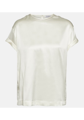 Brunello Cucinelli Silk-blend satin T-shirt