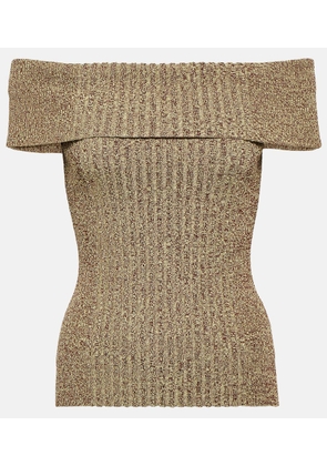 Ganni Ribbed-knit off-shoulder top