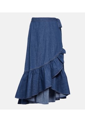 Polo Ralph Lauren Ruffled cotton chambray wrap skirt