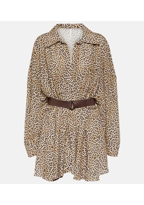 Norma Kamali Leopard-print georgette shirt dress
