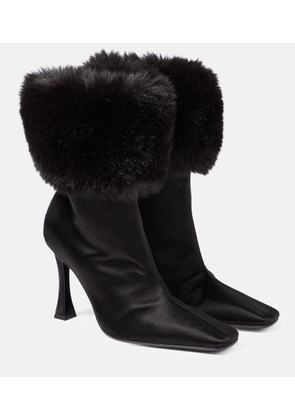 Magda Butrym Faux fur-trimmed satin ankle boots