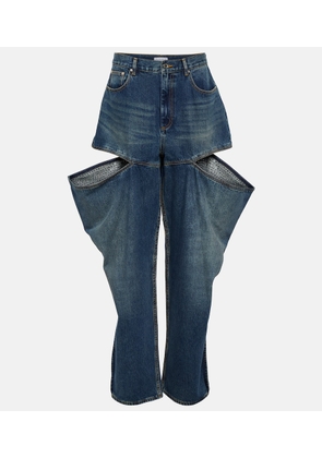 Area Embellished cutout tapered jeans