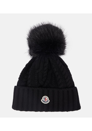 Moncler Logo cable-knit wool and cashmere beanie