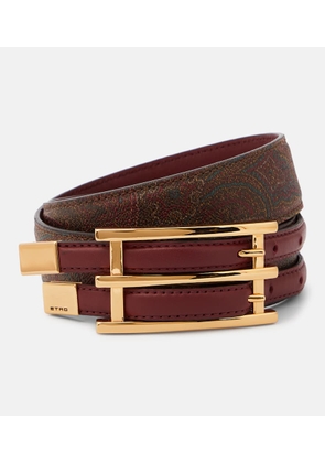 Etro Double Buckle slim paisley leather belt
