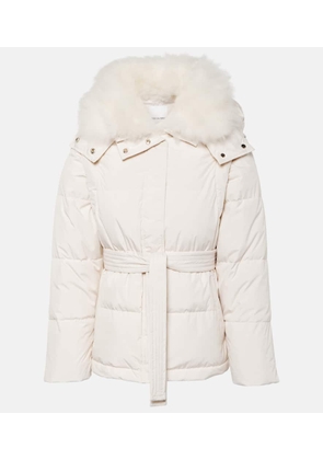 Yves Salomon Belted shearling-trimmed down jacket