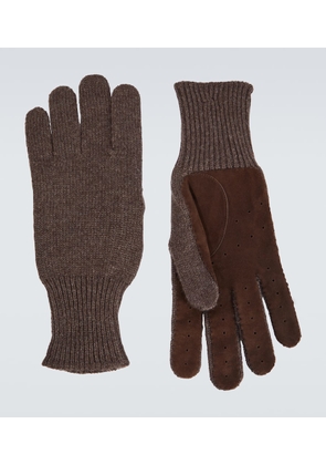 Brunello Cucinelli Suede-trimmed cashmere gloves