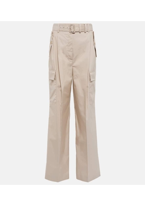 Prada High-rise wide-leg cotton-blend cargo pants