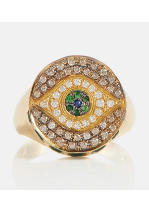 Ileana Makri Dawn Candy 18kt gold ring with diamonds and gemstones