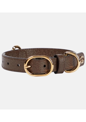 Gucci Interlocking G S/M faux leather dog collar