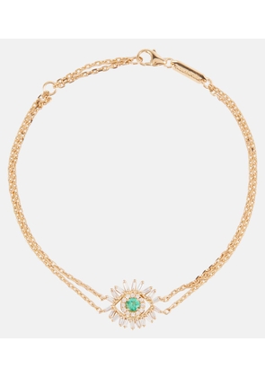 Suzanne Kalan Evil Eye 18kt gold bracelet with diamonds and emeralds