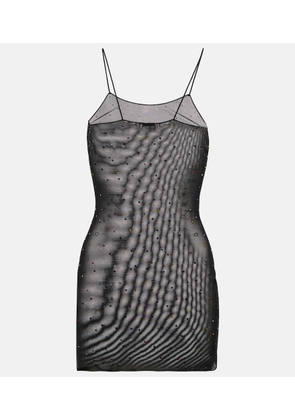 Oséree Gem embellished mesh slip dress