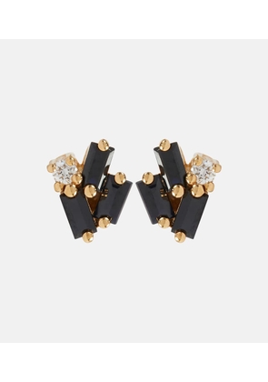 Suzanne Kalan Fireworks 18kt gold earrings with black sapphires and diamonds
