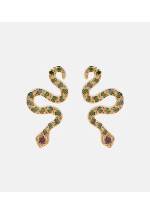 Ileana Makri Little Snake 18kt gold earrings with diamonds
