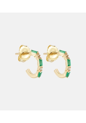 Suzanne Kalan 18kt gold earrings with emeralds and diamonds