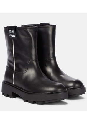 Miu Miu Leather ankle biker boots