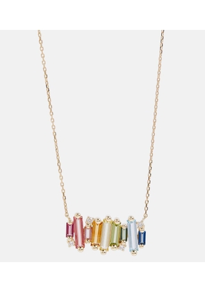 Suzanne Kalan 14kt gold necklace with diamonds and gemstones