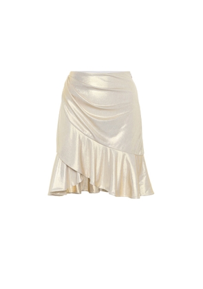 Balmain Ruffle-trimmed lamé miniskirt