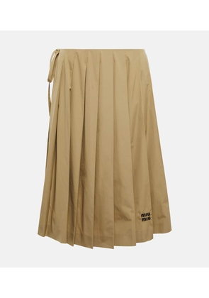 Miu Miu Embroidered pleated cotton midi skirt