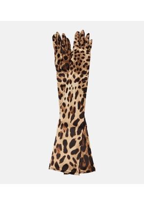 Dolce&Gabbana x Kim Kardashian leopard-print silk-blend gloves
