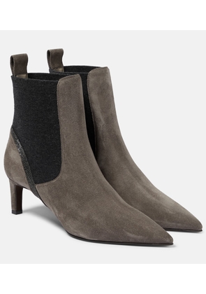 Brunello Cucinelli Embellished suede ankle boots