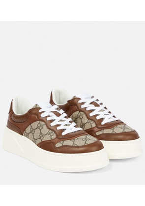 Gucci GG Supreme canvas leather-trimmed sneakers