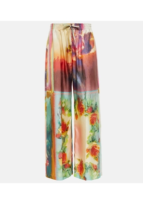 Jean Paul Gaultier Printed wide-leg silk pants