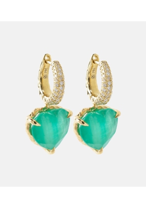 Octavia Elizabeth Micro Yana Hoop 18kt gold earrings with emeralds and diamonds