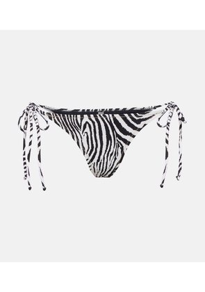 Reina Olga Miami zebra-print seersucker bikini bottoms