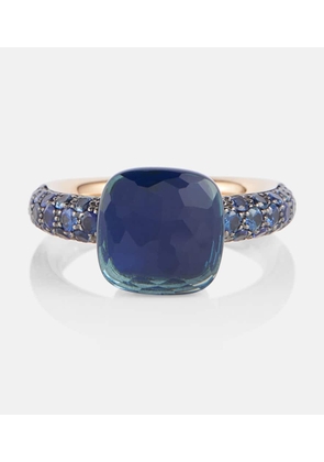 Pomellato Nudo 18kt rose and white gold ring with London blue topaz