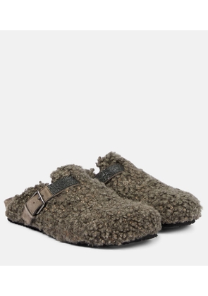 Brunello Cucinelli Embellished shearling slippers